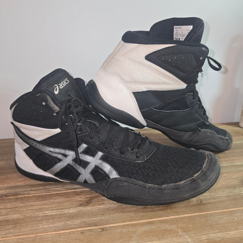 Asics Matcontrol 2‎ Wrestling Shoes Mens 12 Black White High Top Sneaker